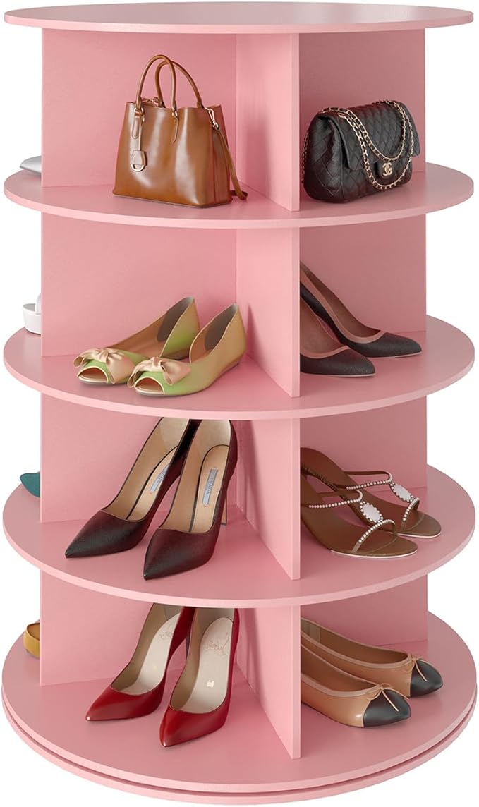 SpaceAid 4 Tier Rotating Shoe Rack Tower, Spinning Shoe Display Lazy Susan by SpaceAid