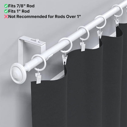KAIY Set of 14 Curtain Rings with Clips 1.25 Inch White Iron Metal | Curtain Rod Rings with Clips for Drapes, Drapery Ring for Baby Clothes, Baby Pants Hangers, Interior Diameter