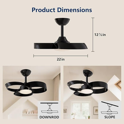 FANX 22 Inch Ceiling Fan with Light and Remote, Quiet DC Motor, Dimmable LED - Image 8
