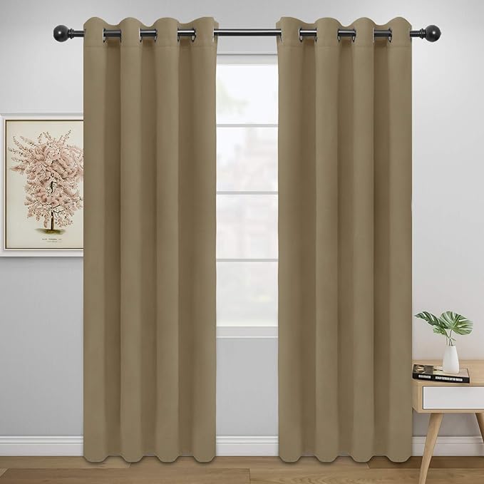 Easy-Going Blackout Curtains for Bedroom, Solid Thermal Insulated Grommet and by Easy-Going