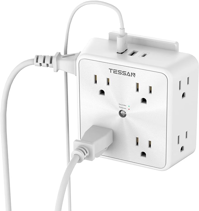 Surge Protector 8 Outlet Extender, TESSAN Multi Outlet Splitter by TESSAN