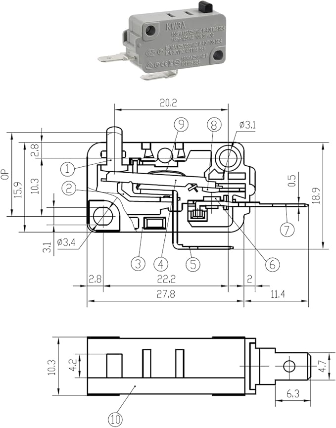 BOJACK Microwave Oven Door Switch KW3A 16A 125/250 V Door Interloc - Image 5