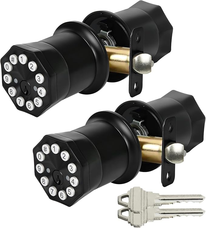 JESSTTI Black Door Knobs with Keypad and Key, Keypad Door Lock with Handle by JESSTTI