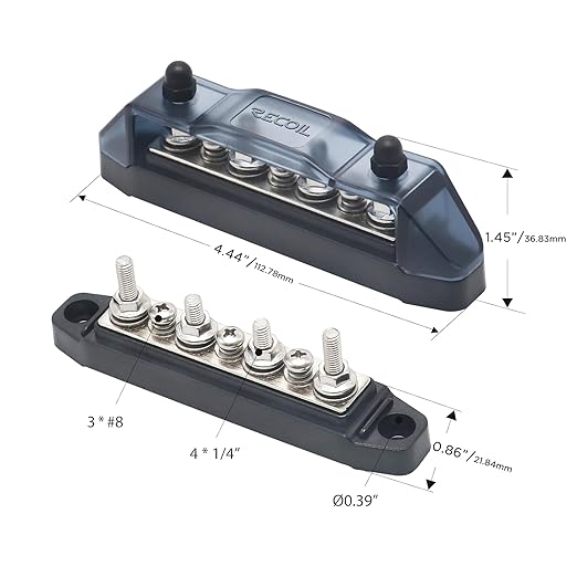 Recoil BBS43-P Bus Bar 4 x M5 Studs 3 Screw Terminals Power Distribution Block - Image 3