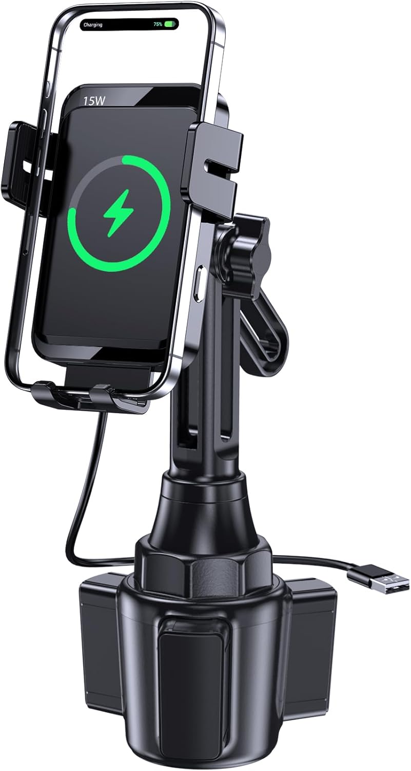 Wireless Car Charger 15W Cup Holder Air Vent Phone Mount Car Charger