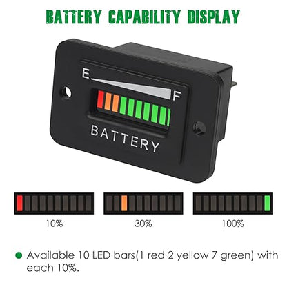Yooreal 12/24V Battery Fuel Gauge Indicator, Battery Capacity Monitor - Image 2