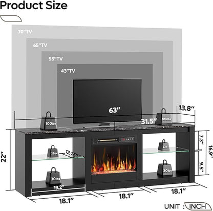 Bestier 63 Inch Modern Fireplace TV Stand - Image 2