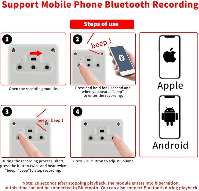 Voice Recorder Box, Support Bluetooth & MIC Recording Audio Box, 16MB Sound - Image 4