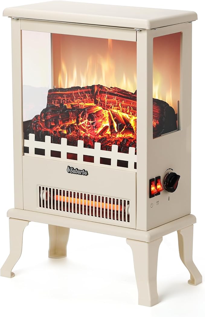TURBRO Suburbs TS17Q Infrared Electric Fireplace Stove, Realistic Flame by TURBRO