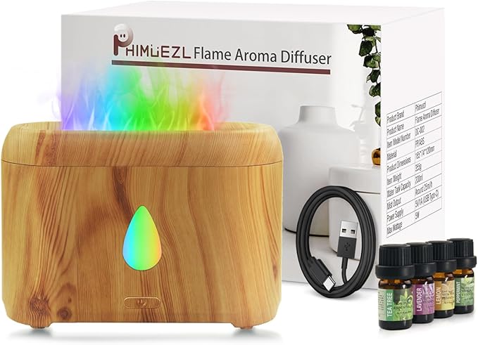 Flame Diffuser for Essential Oils, 200ml Ultrasonic Aroma Diffusers by Phimuezl