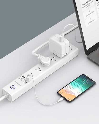15 Ft Power Strip Surge Protector, 6 Outlets and 4 USB Ports, Flat Plug Power - Image 8
