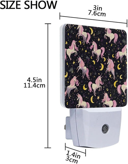 Pigsaly Led Night Light Unicorn Pink Horse Moon Night Light Plug in Wall Lamp - Image 3