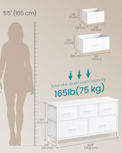 SONGMICS Dresser for Bedroom, Chest of Drawers, 5 Non-Woven Fabric Drawers - Image 2
