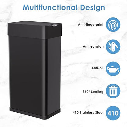 Arlopu 18.5 Gal Automatic Trash Can, 70 Stainless Steel Motion Sensor Garbage - Image 9