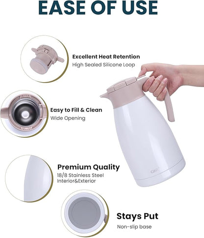 GiNT 2.2L / 74Oz Thermal Coffee Carafe, Insulated Stainless Steel Coffee Carafes - Image 3