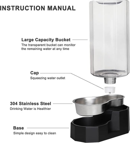 Sfozstra Large Dog Water Dispenser: 9L Gravity Black Gravity Water Feeder - Image 4