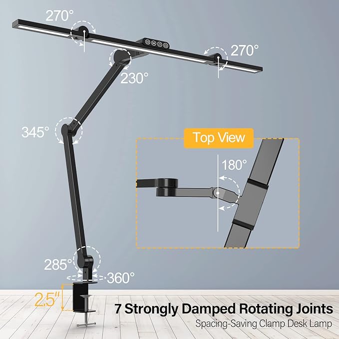 Micomlan Led Desk Lamp with Clamp, Architect Desk Lamp - Image 3