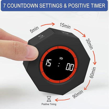 GuDoQi Digital Productivity Timer, Octagon Rotating Pomodoro Timers - Image 4