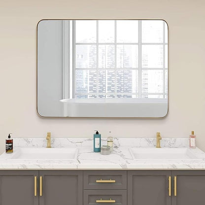 ANDY STAR Gold Bathroom Mirror, 30x36 Brushed Brass Rectangle Mirror - Image 8