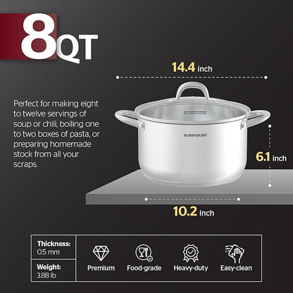 SUNHOUSE 8 Quart Stock Pot - Image 6
