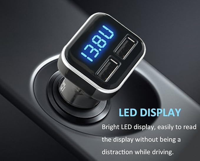 Jebsens 4.8A 24W Dual USB Car Charger Volt Meter Car Battery Monitor - Image 7