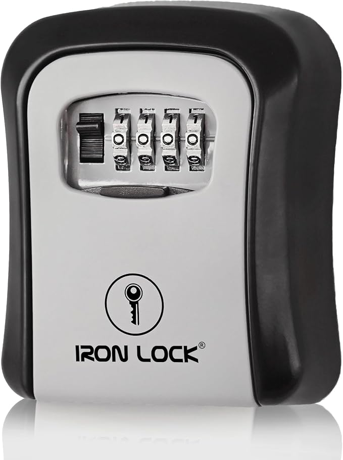 Iron Lock® Key Lock Box Wall Mount – Medium Waterproof Heavy-Duty Metal Safe by IronLock