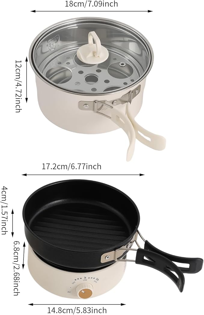 Portable Electric Hot Pot with Foldable Handles, Non-stick Frying Pan, Mini Hot - Image 3