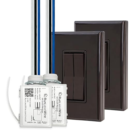 RunLessWire 3-Way Fan & Light Battery-Free DIY Kinetic Wireless Light Switch Kit by RunLessWire