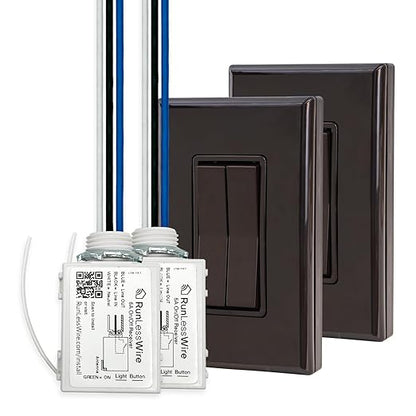RunLessWire 3-Way Fan & Light Battery-Free DIY Kinetic Wireless Light Switch Kit by RunLessWire