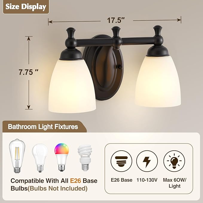 EJIAXIN 2 Lights Bathroom Vanity Light - Image 2