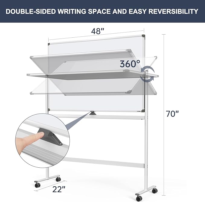 Dry Erase Whiteboard Easel on Wheels - Image 3