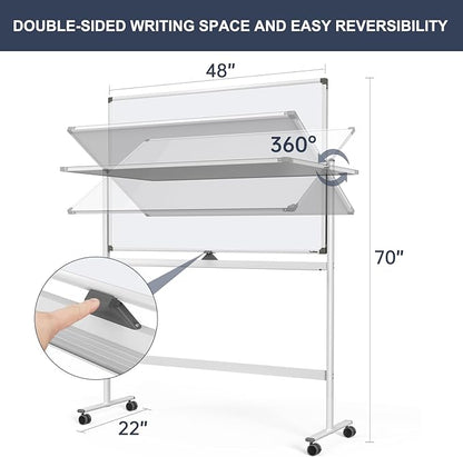 Dry Erase Whiteboard Easel on Wheels - Image 3