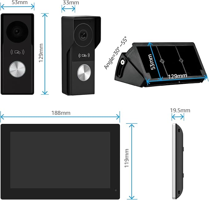 2 Wires Video Door Phone intercom doorbell System, 7 Inch Touch Screen Monitor - Image 3