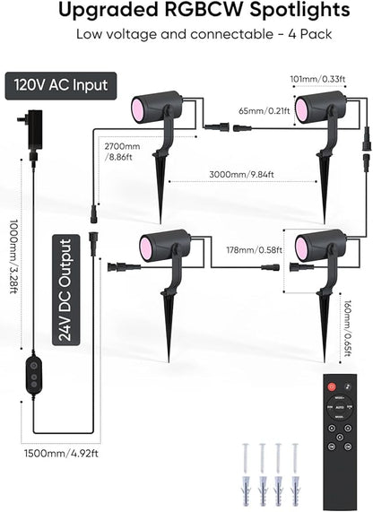 APPECK Smart Outdoor Spot Lights 24W, RGBCW Color Changing Landscape Lights 4 - Image 2