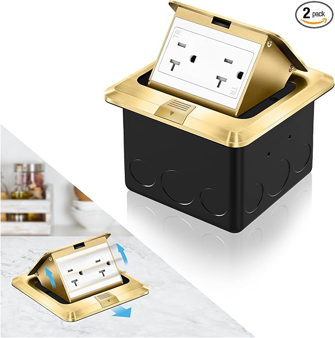Vagueior Recessed Floor Electrical Outlet Kit, Waterproof Electrical Outlet by Vagueior