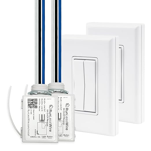 RunLessWire 3-Way Fan & Light Battery-Free DIY Kinetic Wireless Light Switch Kit by RunLessWire
