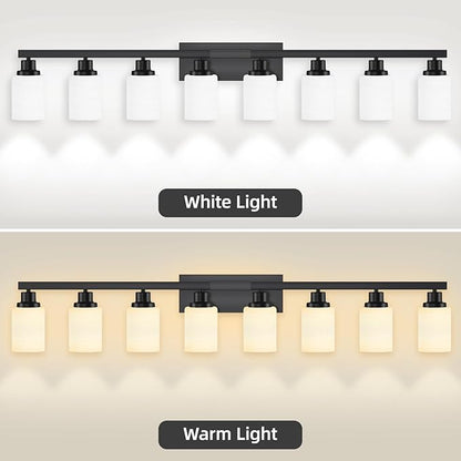 DIKAIDA 8-Light Bathroom Light Fixtures Over Mirror, 52inch Modern Matte Black - Image 9