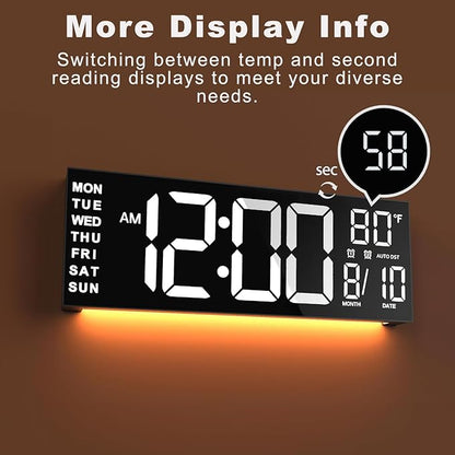 JALL 13" Large Digital Wall Mount Clock, Count Down Timer, Big LED, Temperature - Image 9