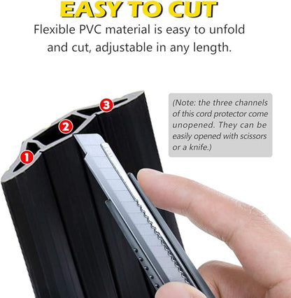 6.5Ft Cord Covers for Wires on Floor, 3-Channel Floor Cord Cover - Image 4