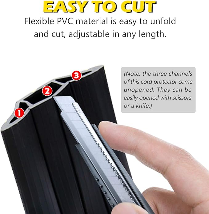 10Ft Cord Covers for Wires on Floor, 3-Channel Floor Cord Cover - Image 4