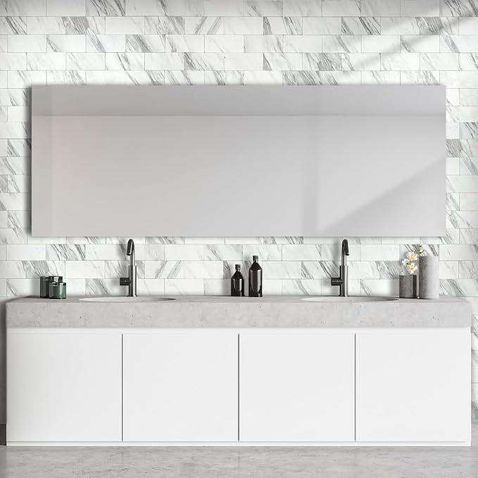 AULIGET 100-Piece White Marble Look Peel and Stick Backsplash Wall Tiles - Image 6