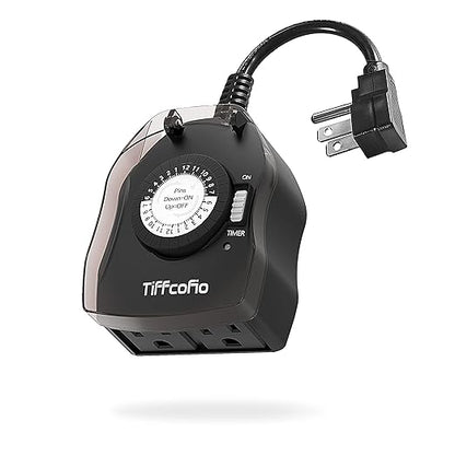TiFFCOFiO Outdoor Timer Outlet, 24 Hour Mechanical Outdoor Timer by TiFFCOFiO