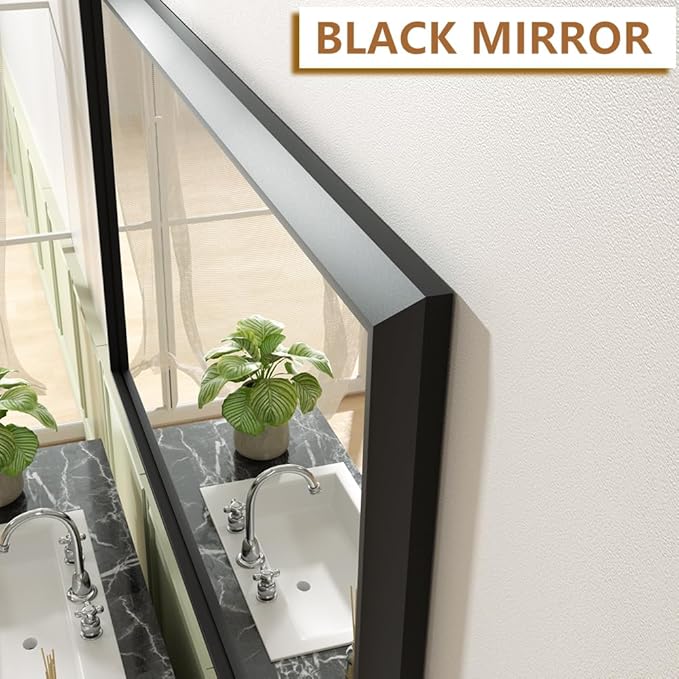 SMIROR Matte Black Bathroom Mirror - Image 3