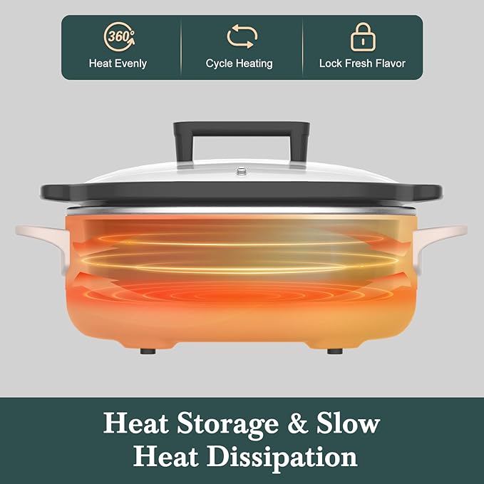 MAGNIFIQUE 6 Quart Programmable Slow Cooker Removable Healthy Nonstick Pot - Image 5