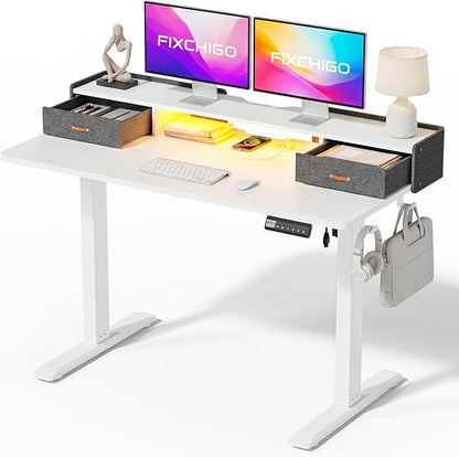 Electric Standing Desk with Drawers, 48 Inch Height Adjustable Desk with Power by Unknown