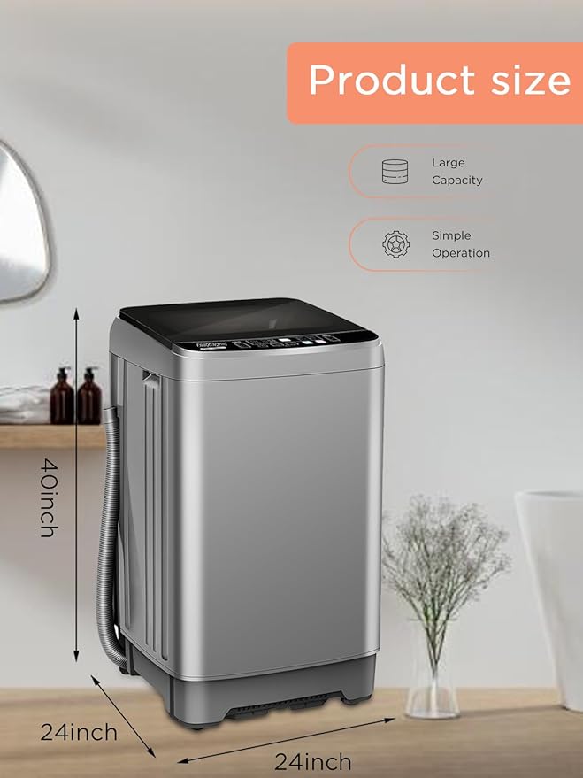 25 lbs Washing Machines with 10 Program 8 Water Level, Full Automatic Washer - Image 2