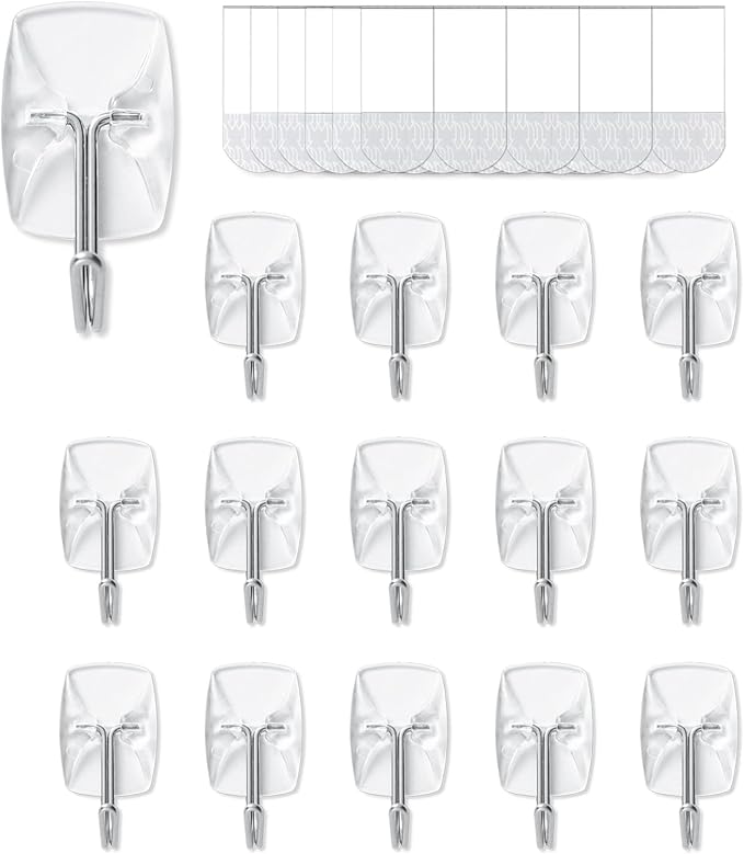 15 Small Hooks+30 Removable Strips, Damage-Free Utility Hooks, Heavy Duty by MOVELYST