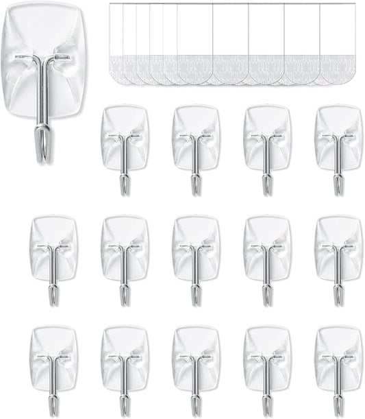 15 Small Hooks+30 Removable Strips, Damage-Free Utility Hooks, Heavy Duty by MOVELYST