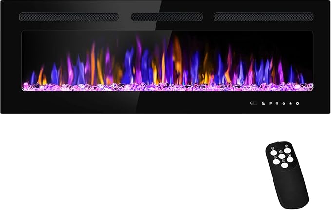 50" Electric Fireplace Wall Mounted and Recessed by BETELNUT