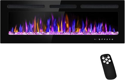 50" Electric Fireplace Wall Mounted and Recessed by BETELNUT